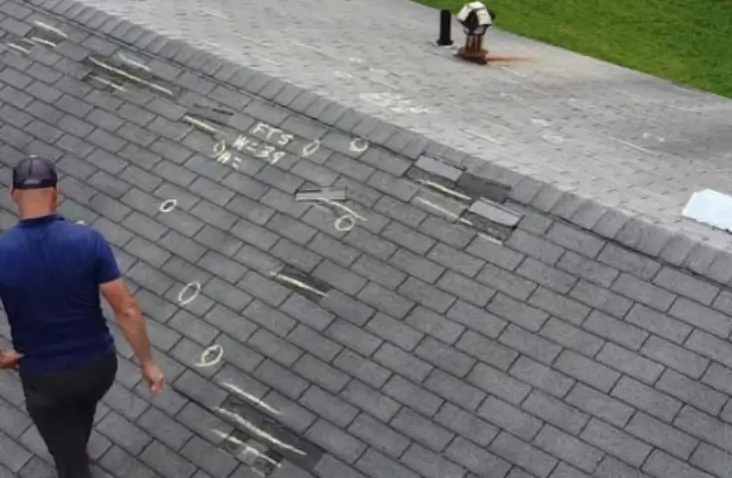 An appraisal expert inspecting a roof